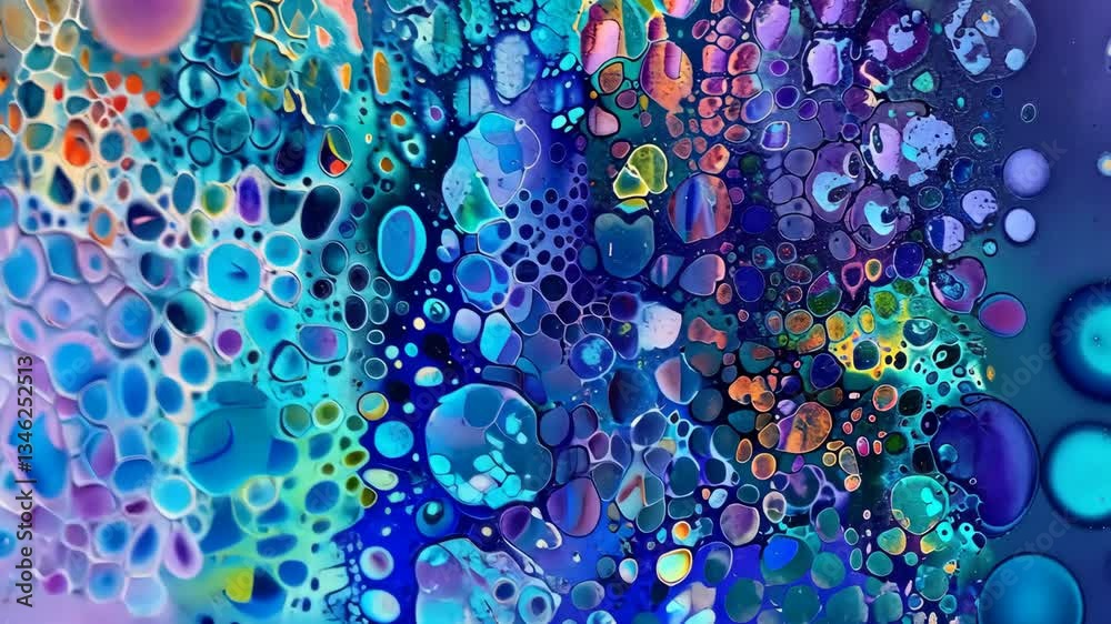 Poster artist showcases the process of creating a dynamic abstract piece with vivid colors and intricate sh