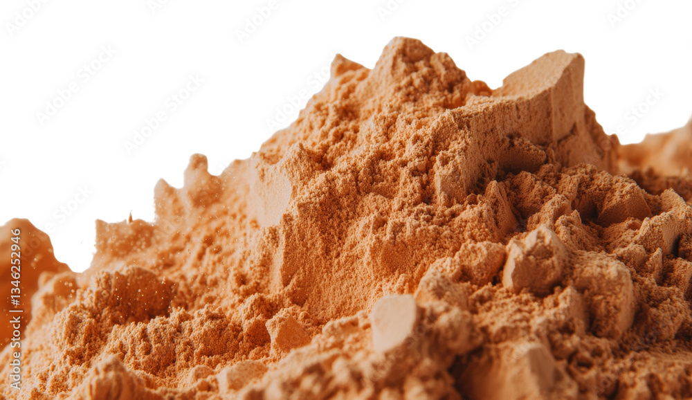 Poster isolated on a white background is a pile of shiitake mushroom powder
