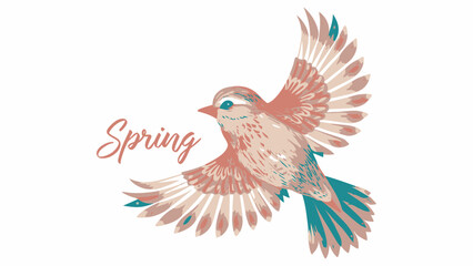 Fototapeta premium Bright Colorful Bird Illustration Symbolizing Spring and Renewal of Nature