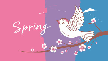 Obraz premium Bright Colorful Bird Illustration Symbolizing Spring and Renewal of Nature