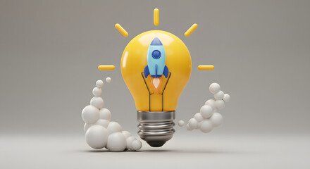 3D Lightbulb Innovation Icon Business Creativity and Startup Concept
