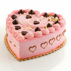 Heart shape cake over white background