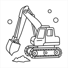 Hand drawn coloring page of excavator Kids friendly a cute Vector illustration line artwork 
