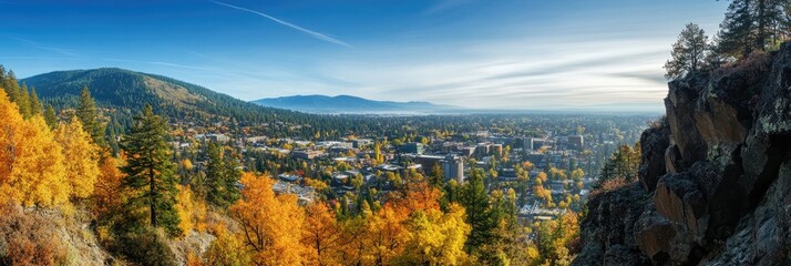 Ashland Oregon. Fall Landscape with Stunning Panoramic View of Oregon Mountains