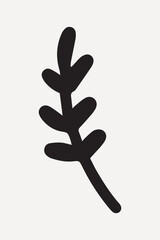 Minimalist black leaf silhouette on a light, element vector