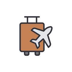 Travel bag colored icons, minimalist vector illustration ,simple transparent graphic element .Isolated on white background