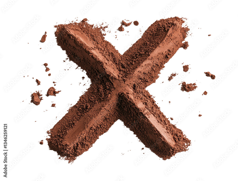 Poster isolated mud and dirt stains texture on a white background, viewed from the top, including a clippin