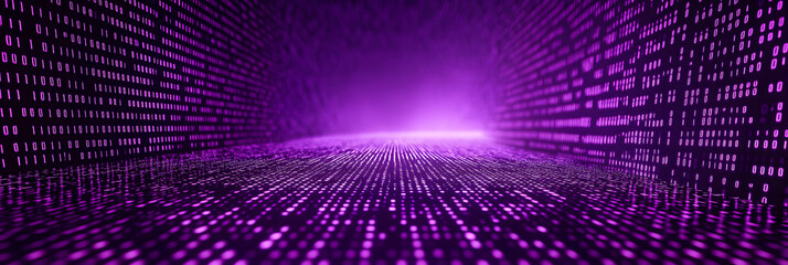 stock market numbers racing across a digital board wide banner - purple background