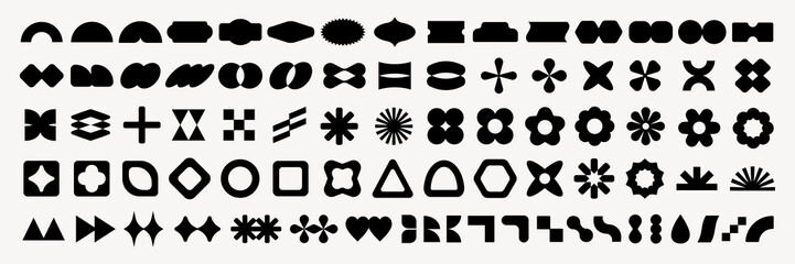 Vectors. A collection of abstract geometric shapes. Various geometric patterns, abstract designs, and unique shapes. Geometric shapes in a variety of abstract forms. Black shapes, vector set.