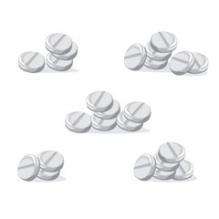 Set pills, tablets, capsules. Can be used in pharmaceutical marketing materials, blogs or articles, websites and e-commerce platforms selling medications or health products