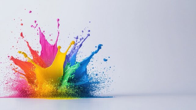 Printing machine producing vibrant ink splash, revealing intricate details of contemporary printing smyk technology's creative potential