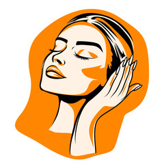 Tangerine Orange Female Portrait for Self Love and Empowerment Art, Vector Design, Isolated