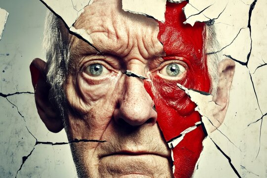Metaphorical joint stiffness awareness of a aging. Aging concept. Old man problems. Senior life. Joint stiffness - complication in old age: abstract image of physical state. Senior struggle.