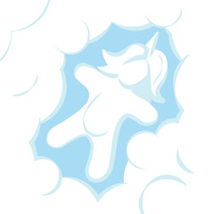 Unicorn Shaped Cloud. Cute Children's Illustration