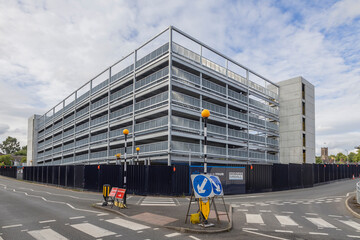 Newcastle-under-Lyme, Staffordshire-united kingdom March, 09, 2025 modern multi storey car park still under construction