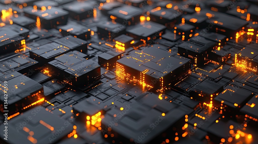 Poster abstract technology background with glowing circuit patterns