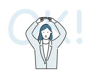 Female avatar businessperson -signing the OK sign- student -Simple Vector Material女性アバタービジネスパーソン -OKサインをする女性ー学生ーシンプルベクター素材