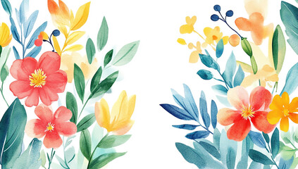Watercolor, colorful floral background .