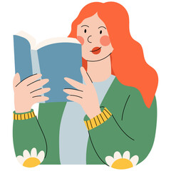 Young woman reading book. Woman reading book. World Book Day 