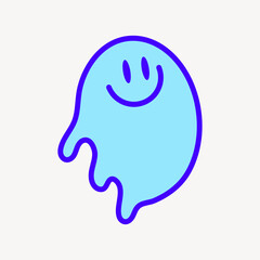 Playful blue ghost illustration vector