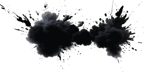 Ethereal and Dramatic Abstract Smoke Burst in Dark Monochrome Tones, Spreading Elegantly 
Across a White Space to Create a Powerful Visual Composition
