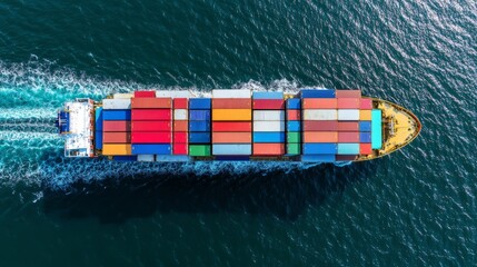 Aerial View of a Cargo Ship at Sea
