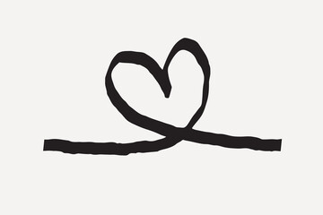 Minimalist heart line art illustration, Valentine's Day vector