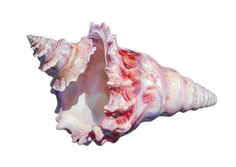 A hand-painted watercolor illustration of a sea shell is set against an isolated white background