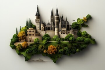 A minimalist map of Avignon, highlighting key landmarks with sleek, geometric designs