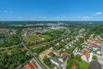 Ausblick auf Burgkirchen an der Alz im oberbayerischen Kreis Altötting
