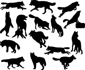 wolves silhouette element decoration clipart