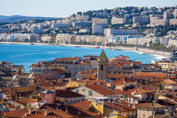 Nice old and modern city view at Cote D'Azur, French Riviera