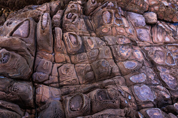 Incredible erosion patterns on rocks along the shore, Thailand