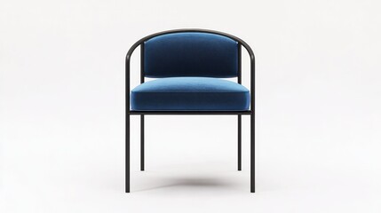 Fototapeta premium Modern blue velvet chair studio shot, isolated