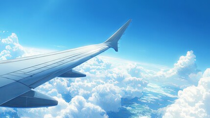 Obraz premium Airplane wing in the clouds 