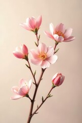 Delicate Pink Blossoms on a Branch, a Symbol of Spring's Gentle Arrival