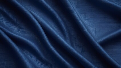 Fototapeta premium Smooth, shiny satin fabric in blue and black luxury waves
