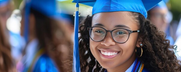 Scholarship recipient, a young woman from a low-income family graduates with a beaming smile. Dreams Take Flight