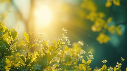 Obraz premium Bright sunshine with green foliage.