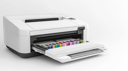 Modern Inkjet Printer with Color Cartridges Ready for Printing Tasks