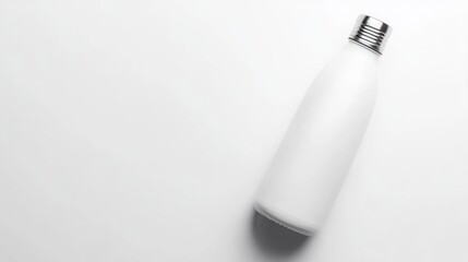 White insulated water bottle on white background.