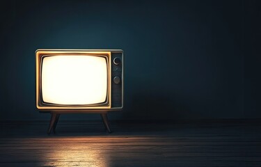 Vintage television in a dark room