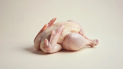 Fresh whole raw chicken with spices isolated on light background