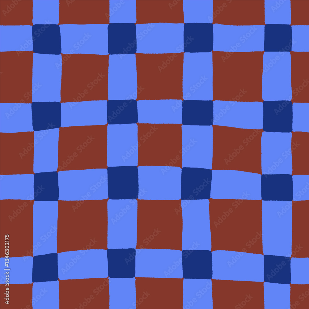 Poster Seamless checkered pattern, endless plaid texture. Abstract modern repeating check print design with irregular stripes and squares. Flat vector illustration for textile, fabric, cloth and wrapping