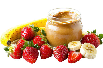 Strawberry and peanut butter isolated on transparent background, clipart, png file.