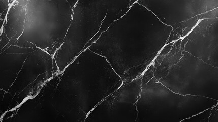 Abstract Black Marble Texture Background with White Veins - Elegant Design for Luxury, Modern Interiors and Stone Surface