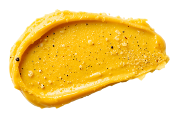 Spicy Dijon mustard smear isolated on white and transparent background.