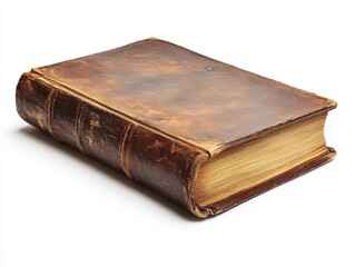 Obraz premium Vintage Leather Book with Golden Edged Pages and Delicate Watercolor Illustrations