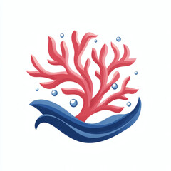 Naklejka premium Stylized coral reef illustration with waves and bubbles 