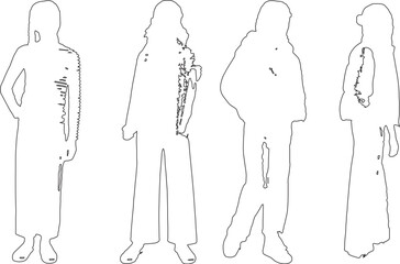 Minimalist Line Art of children Silhouettes